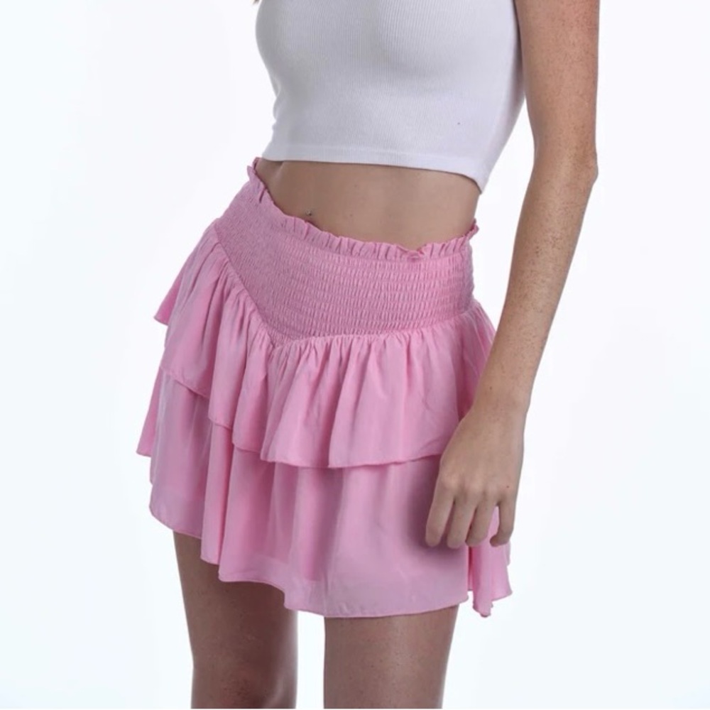 Tween Katie J Brooke pink tiered skirt size large